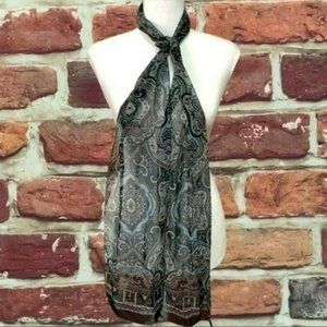 72" BLUE & TAN MULTICOLOR BOHO SHEER NECKTIE SCARF
